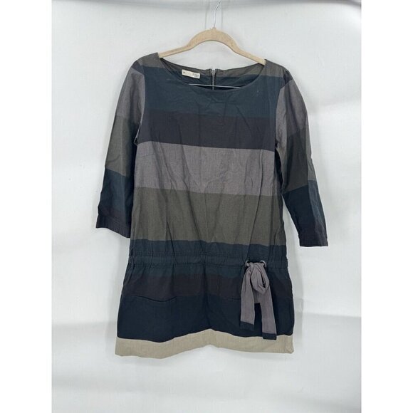 Hoss Entropia Lagenlook 3/4 Sleeve Shift Stripe Colorblock Mini Dress - Picture 1 of 10